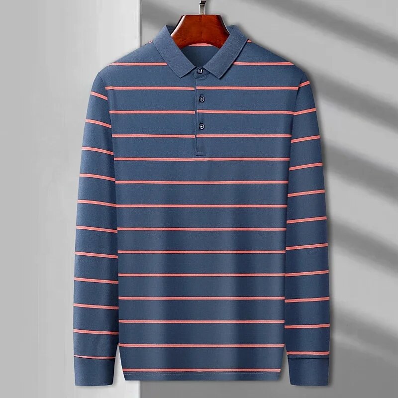 Men's Casual Long Sleeve Polo Shirt