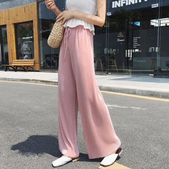 Summer Wide Leg Pleated Trousers