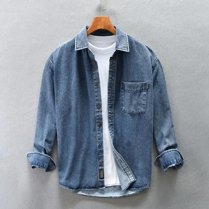 Retro Washed Denim Shirt for Men