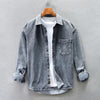 Retro Washed Denim Shirt for Men