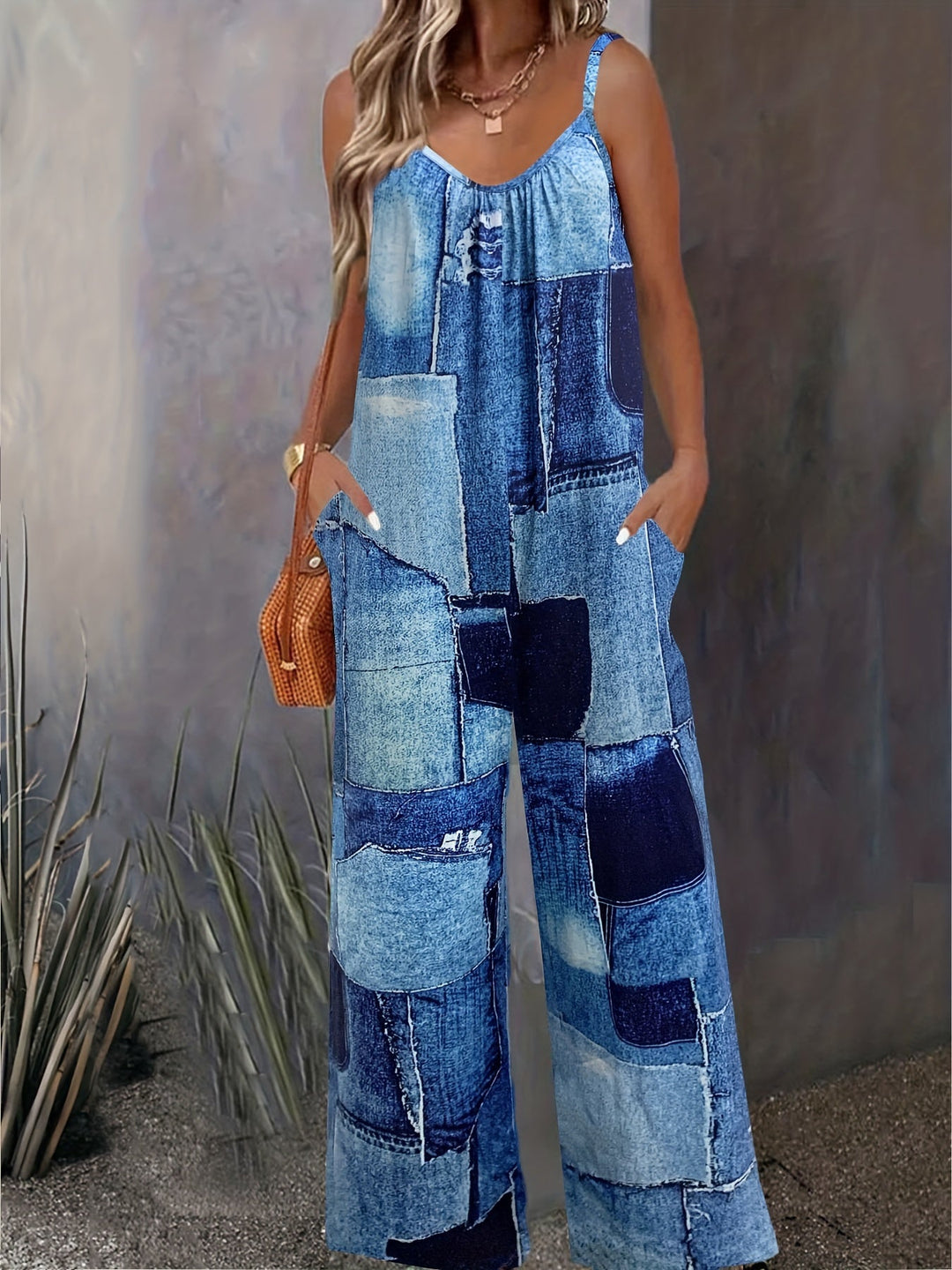 Women's Los Patchwork Denim Jumpsuit