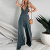 Women's Deep V-Neck Tie Shoulder Wide Leg Jumpsuit