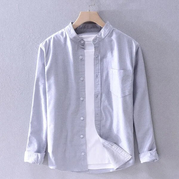 Men's Long Sleeve Turn-up Collar Shirt with Pocket