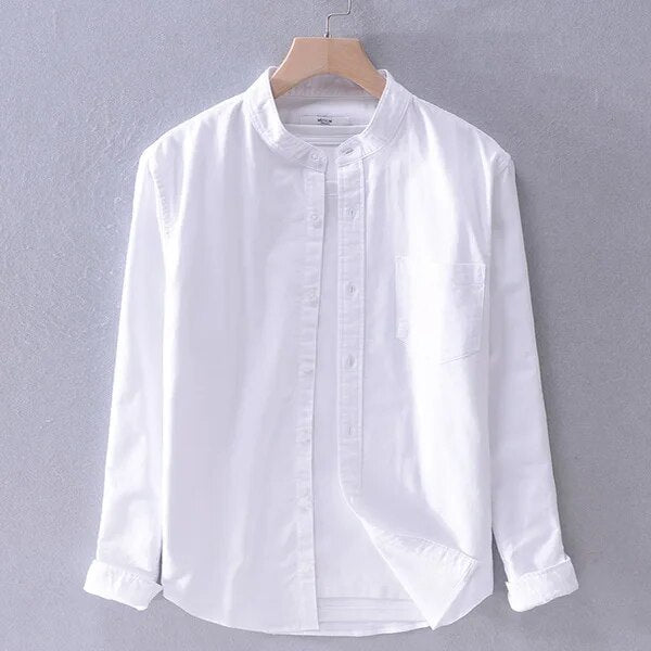 Men's Long Sleeve Turn-up Collar Shirt with Pocket