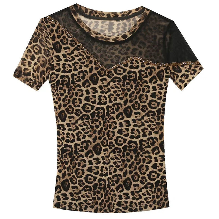 Colette - Ladies Leopard Print Maas Top Beaded Shirt