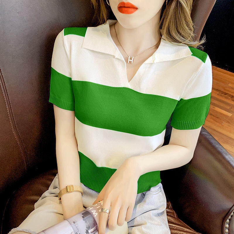 Women's Stylish Two Tone Striped Knitted Shirt