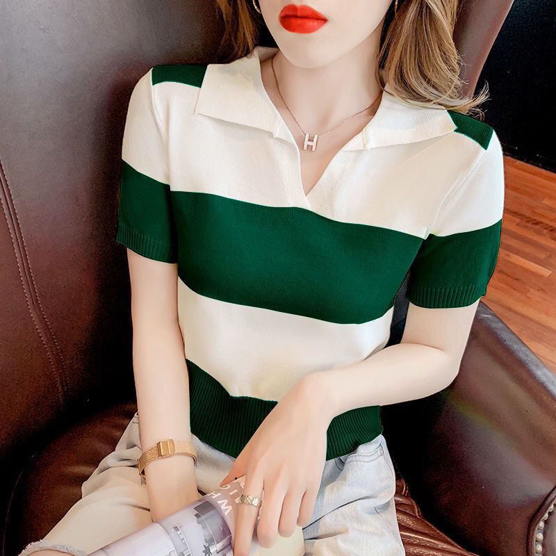 Women's Stylish Two Tone Striped Knitted Shirt