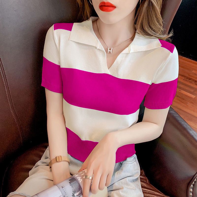 Women's Stylish Two Tone Striped Knitted Shirt