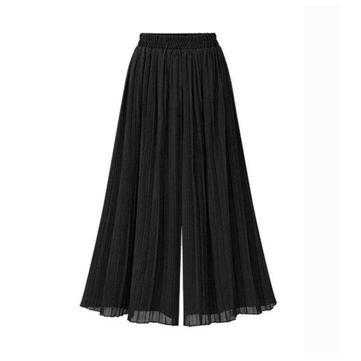 Women's Elastic Waist Wide Leg Pleated Skirt Trousers