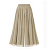 Women's Elastic Waist Wide Leg Pleated Skirt Trousers