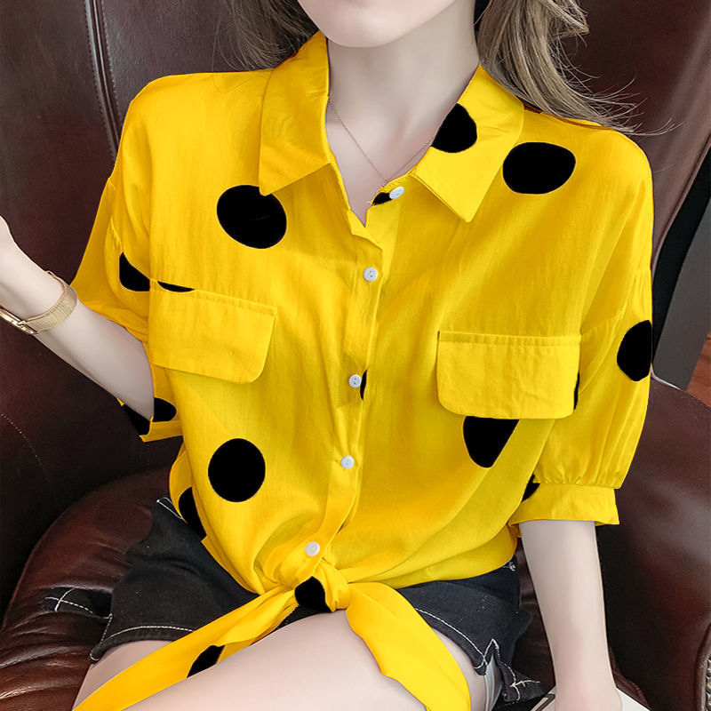 Women's Twist Front Polka Dot Blouse