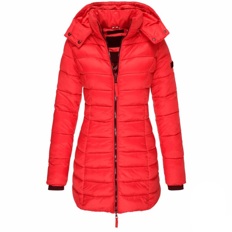 Bonnie™ down jacket with hood and zip fastening