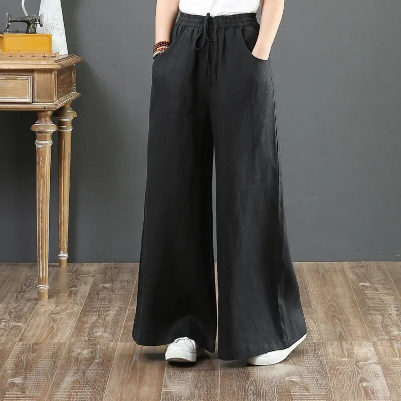 Women's - Lightweight and Stylish Pants - Smoky Airy Design for Everyday Wear