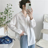 Simple long-sleeved blouse with polo collar