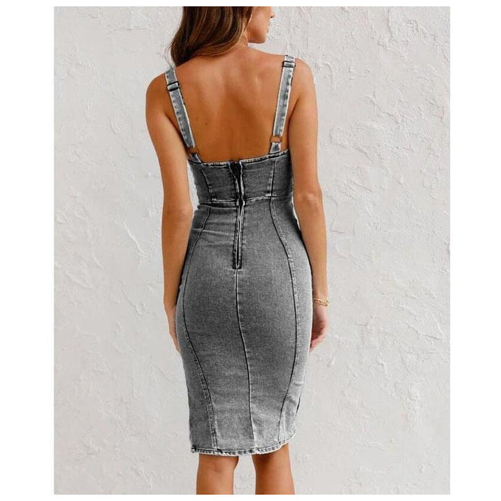 High quality denim split dress