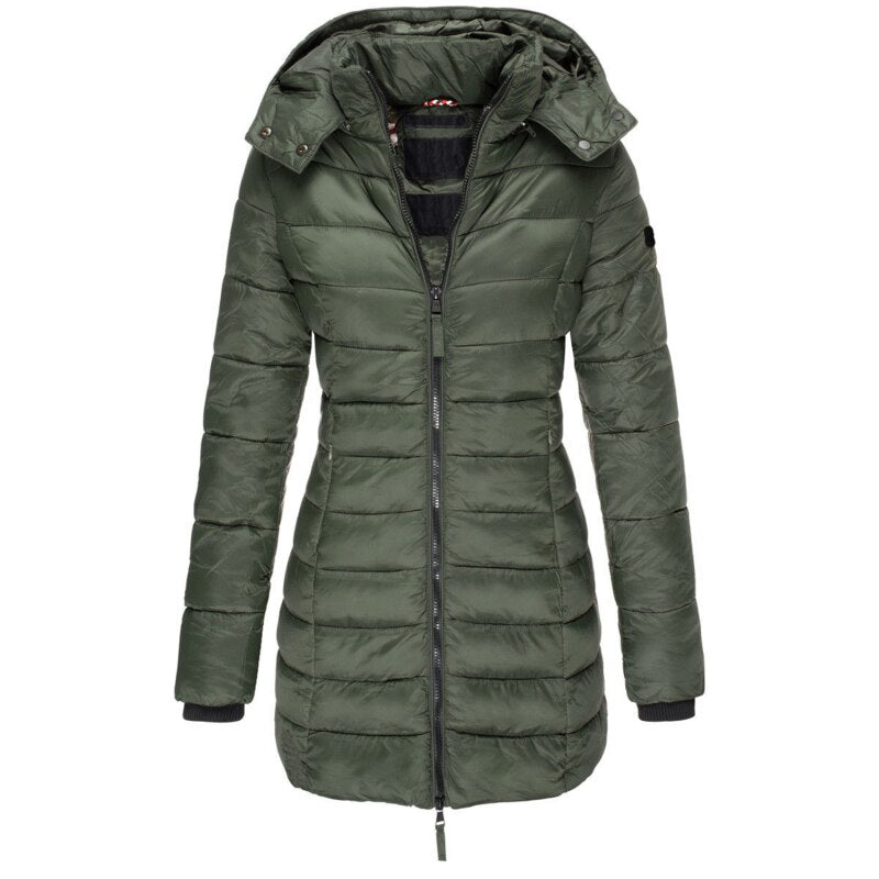 Bonnie™ down jacket with hood and zip fastening
