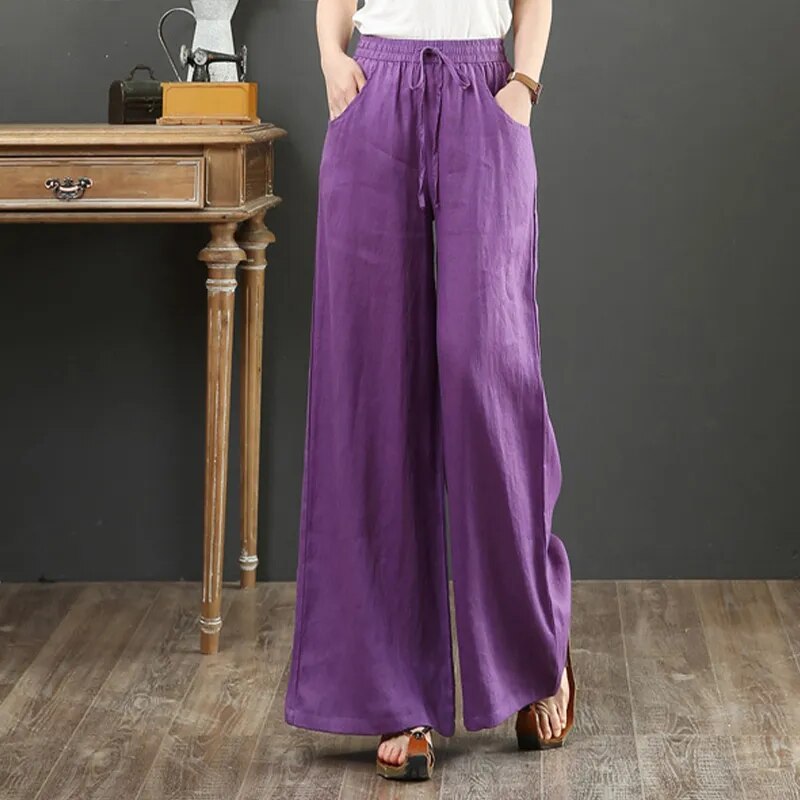 Women's - Lightweight and Stylish Pants - Smoky Airy Design for Everyday Wear