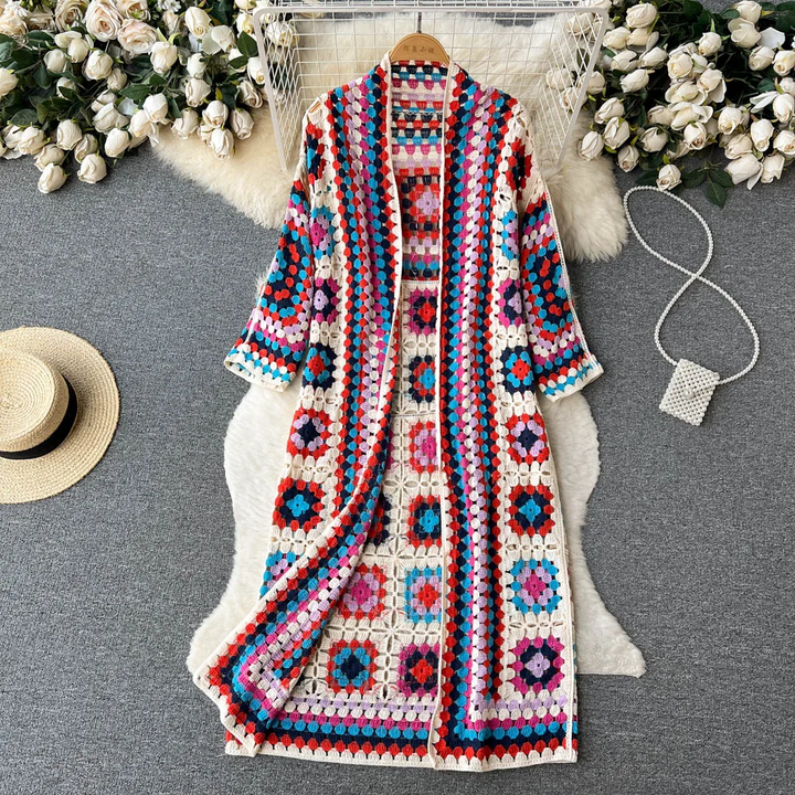 Colourful knitted cardigan