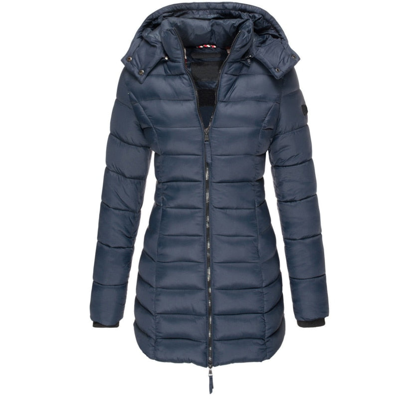 Bonnie™ down jacket with hood and zip fastening