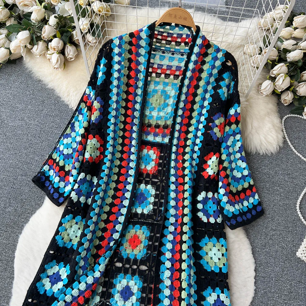 Colourful knitted cardigan