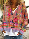 Ladies' retro cardigan in printed faux wool