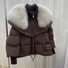 Down jacket with fur trim