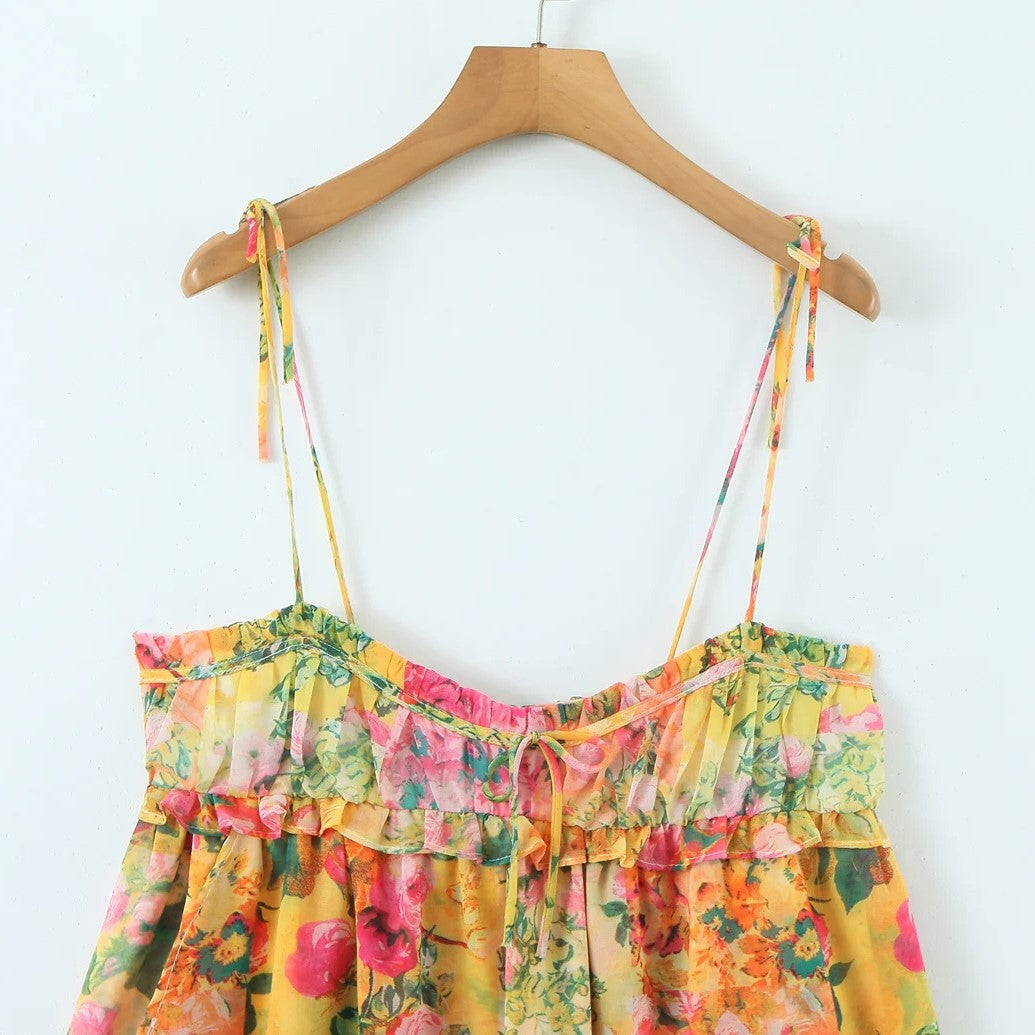 Flowing cami dress with watercolour floral print