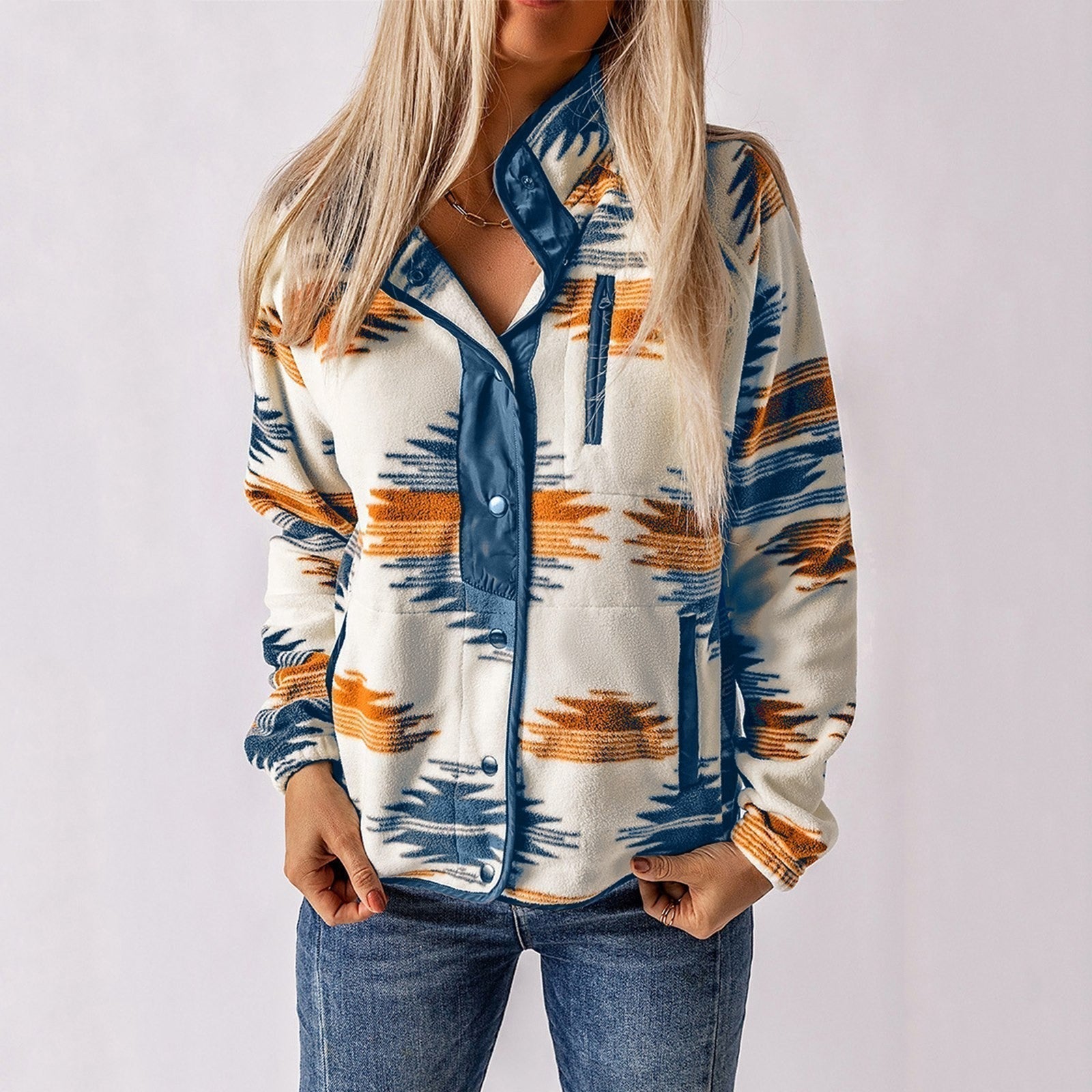 Women's - Printed Jacket - Fleece - Cosy Warmth & Stylish Design - Ideal for Fall Fashion