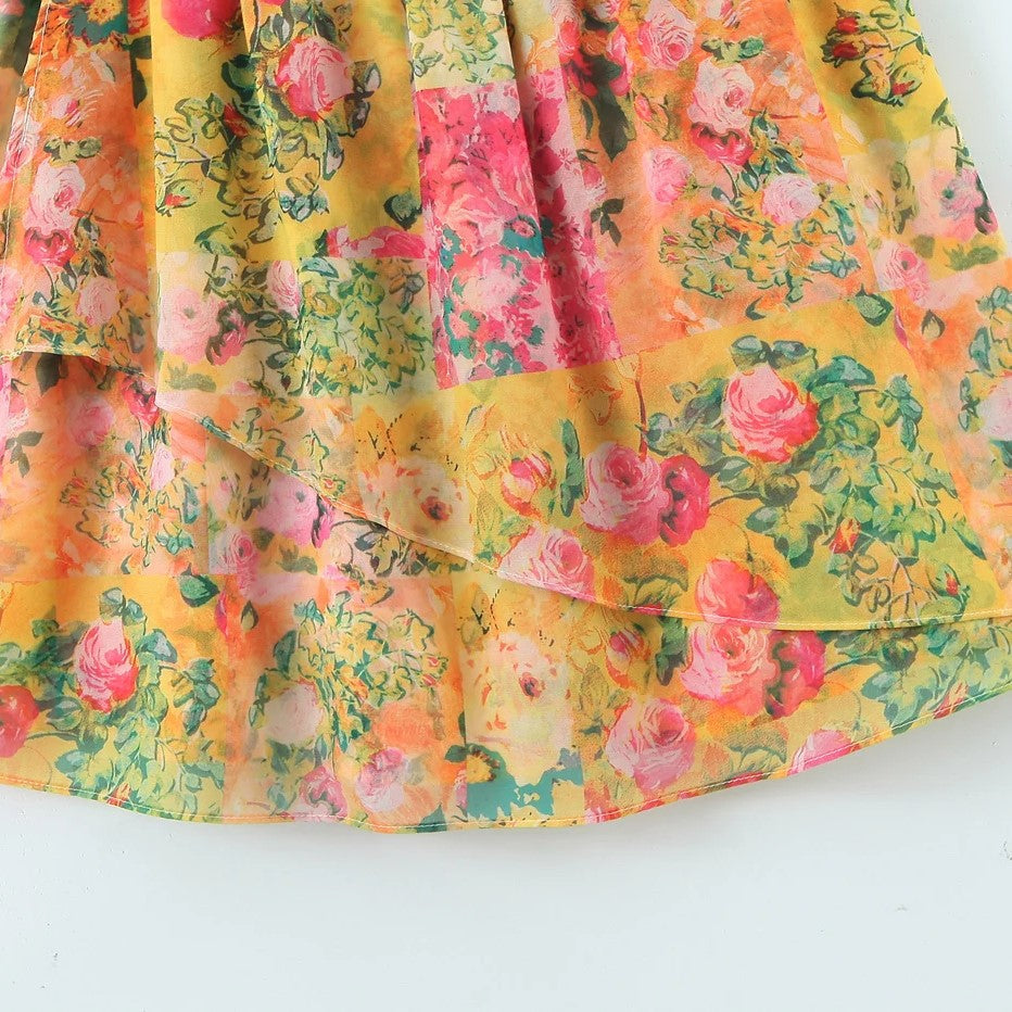 Flowing cami dress with watercolour floral print