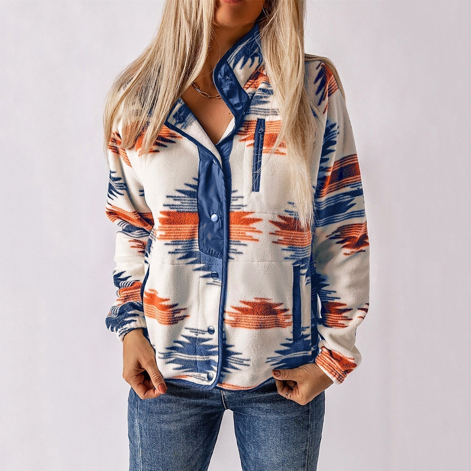 Women's - Printed Jacket - Fleece - Cosy Warmth & Stylish Design - Ideal for Fall Fashion