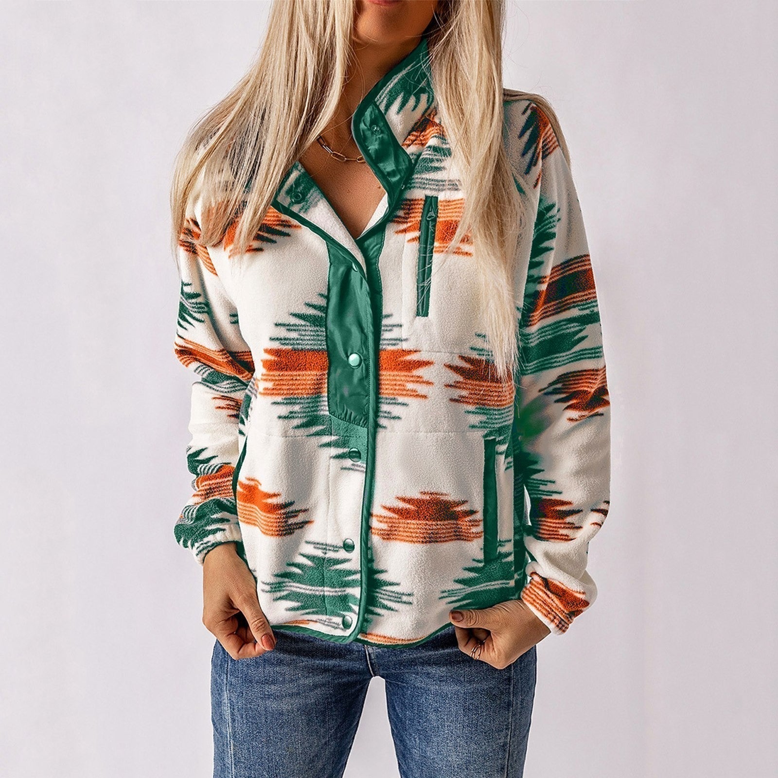 Women's - Printed Jacket - Fleece - Cosy Warmth & Stylish Design - Ideal for Fall Fashion