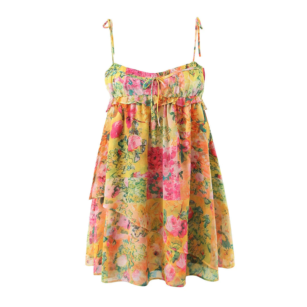 Flowing cami dress with watercolour floral print