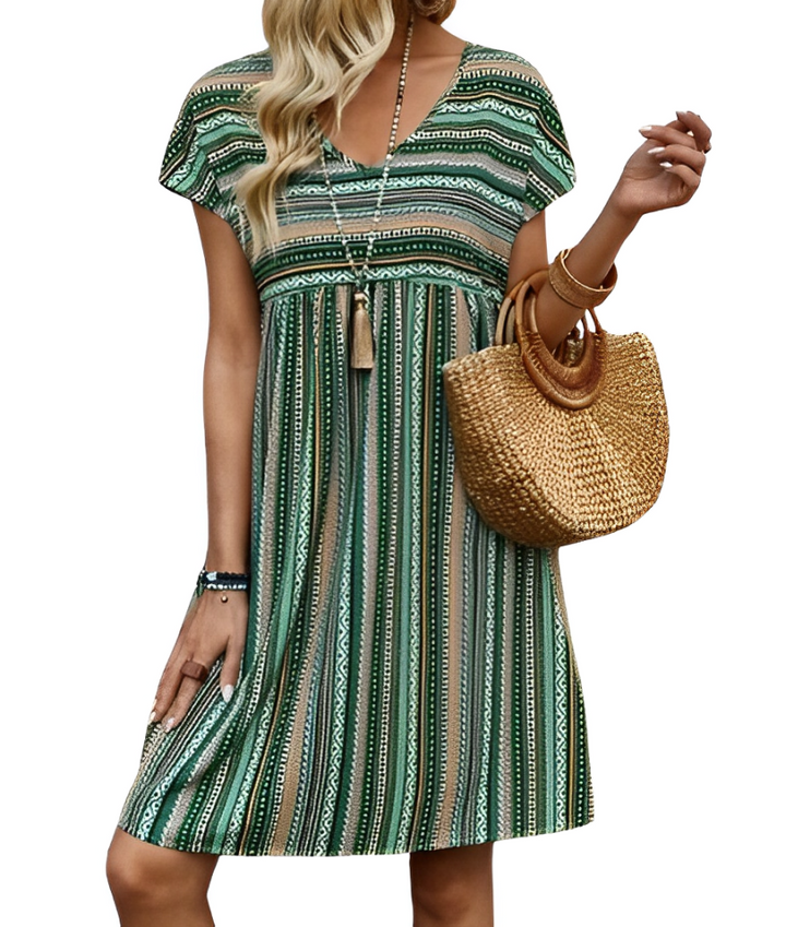 Striped dress with short sleeves