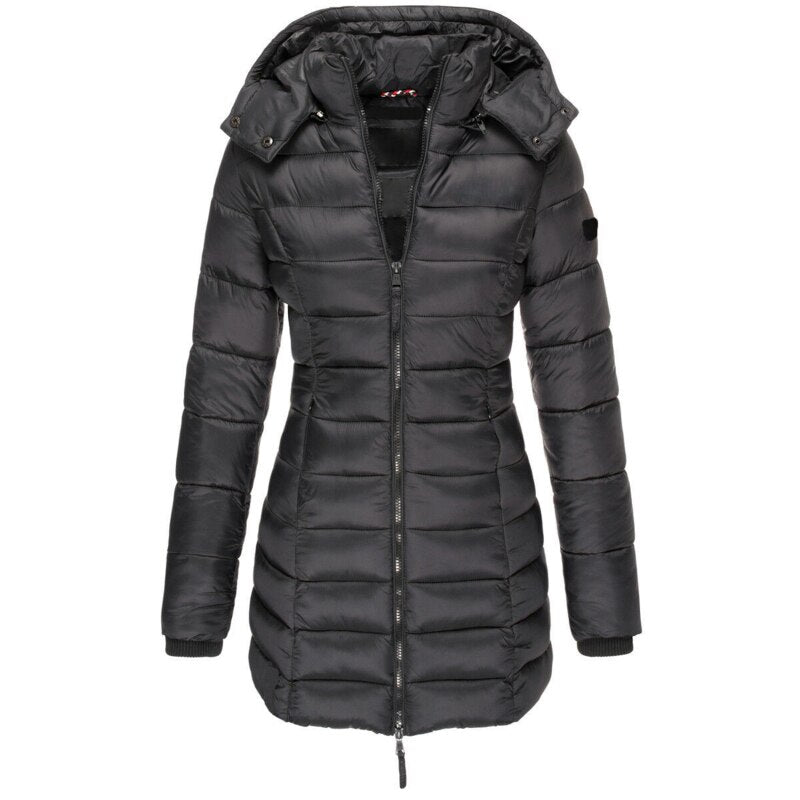Bonnie™ down jacket with hood and zip fastening