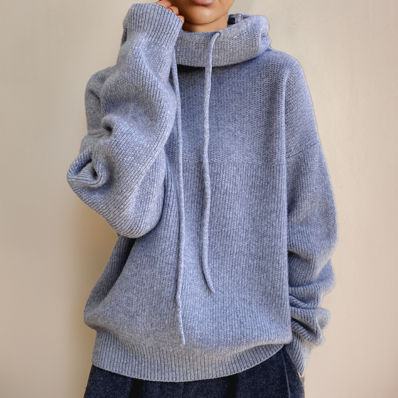 Women's - Turtleneck Hoodie - Merino Wool - Cosy & Stylish Layering Essential