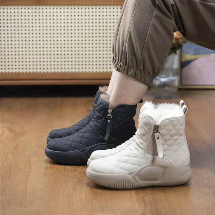 Elegant high-top sneakers with faux fur