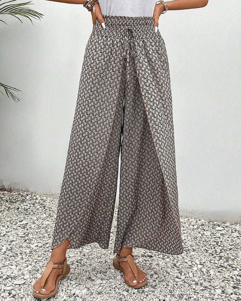 Elasticated trousers with wide leg