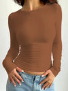 Long-sleeved shirt with round neckline