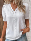 Women's - Elegant edges V-neck blouse - Stylish and Comfortable - Perfect for Any Occasions