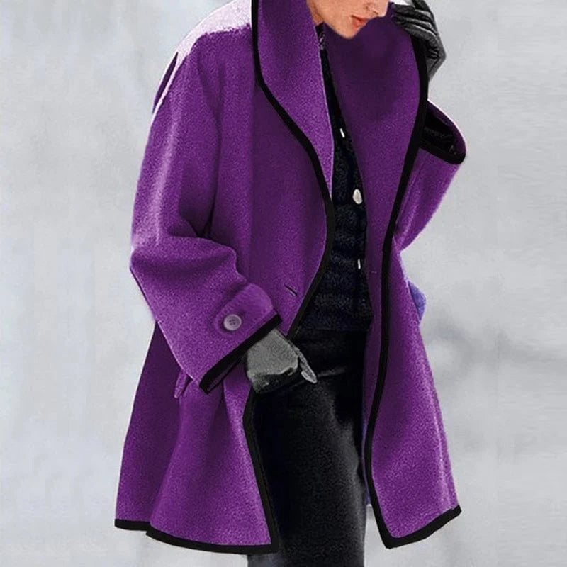 Colour block wool coat