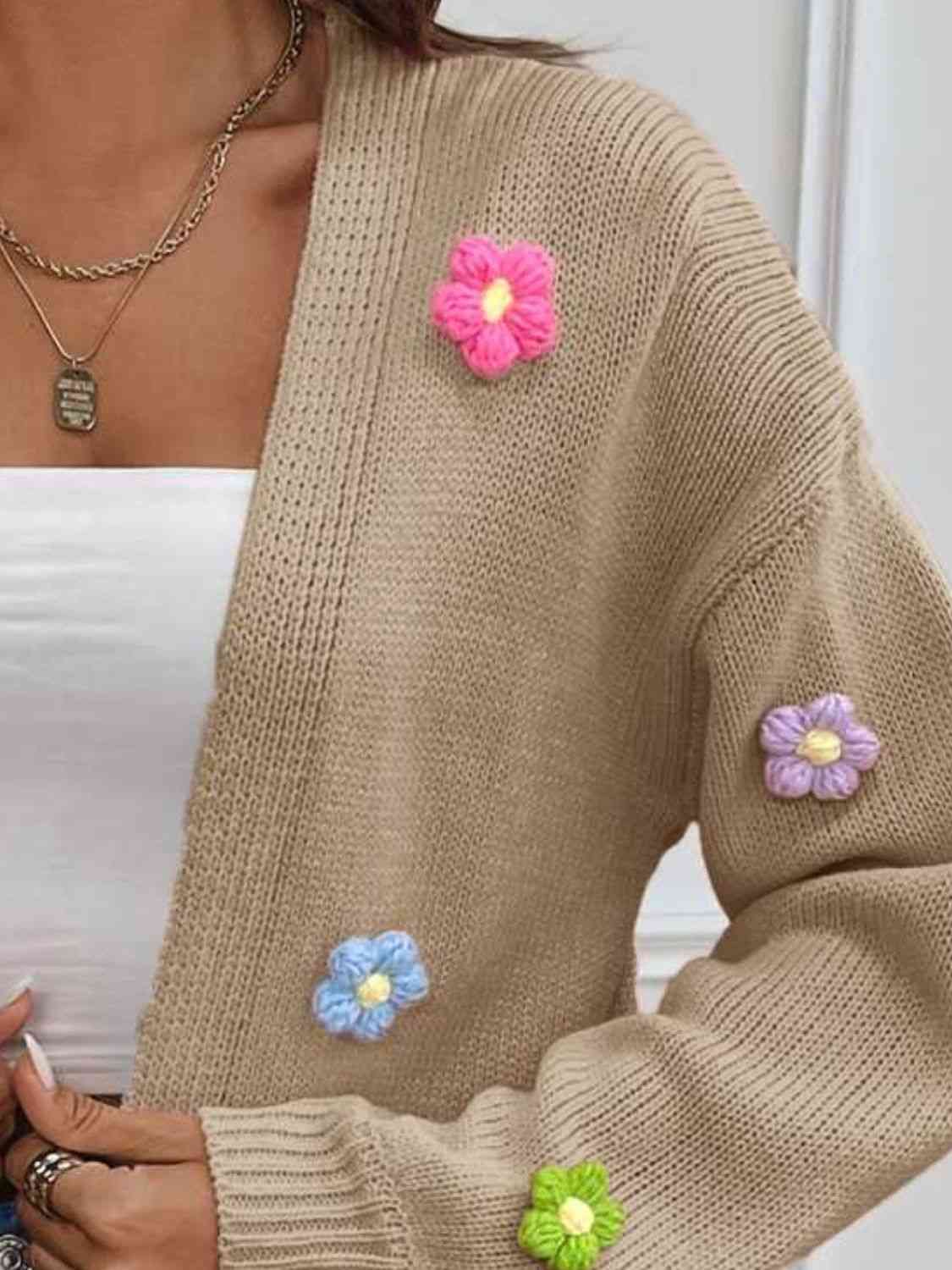 Women's - Floral Long Sleeve Open Front Cardigan - Lightweight & Stylish - Perfect Layering Piece