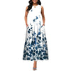 Timeless black and white colour block with floral print maxi dress