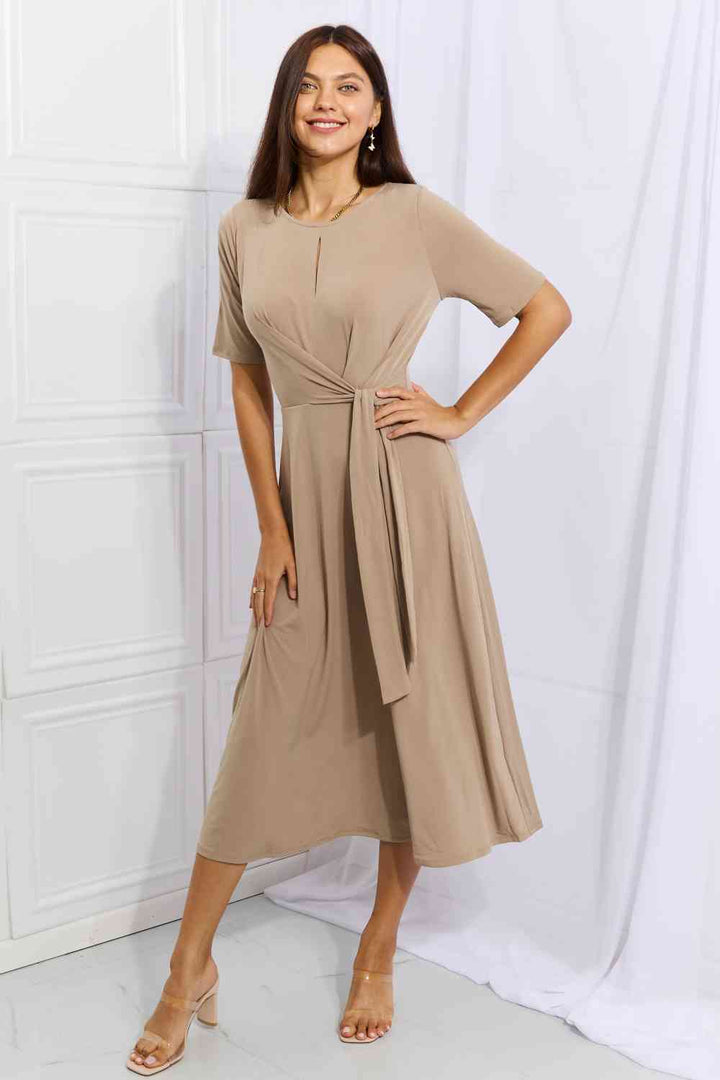 Wrap knit midi dress