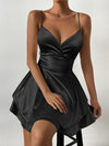 Women's - Cami Dress - Crossover Back, Fitted Style, Ruffle Hem, Sleeveless - Perfect Summer Fashion