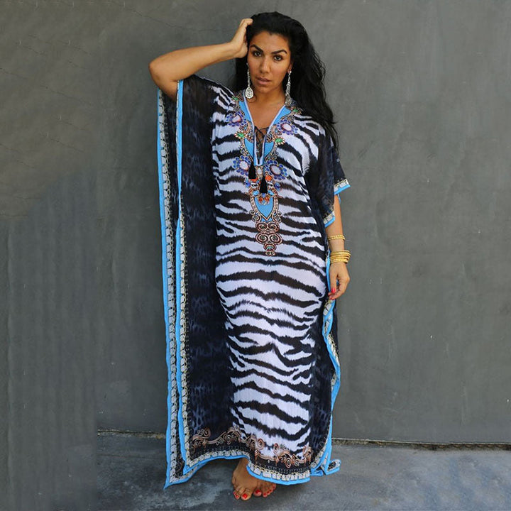 Glamourous Printed Beach Gown Type Cover up