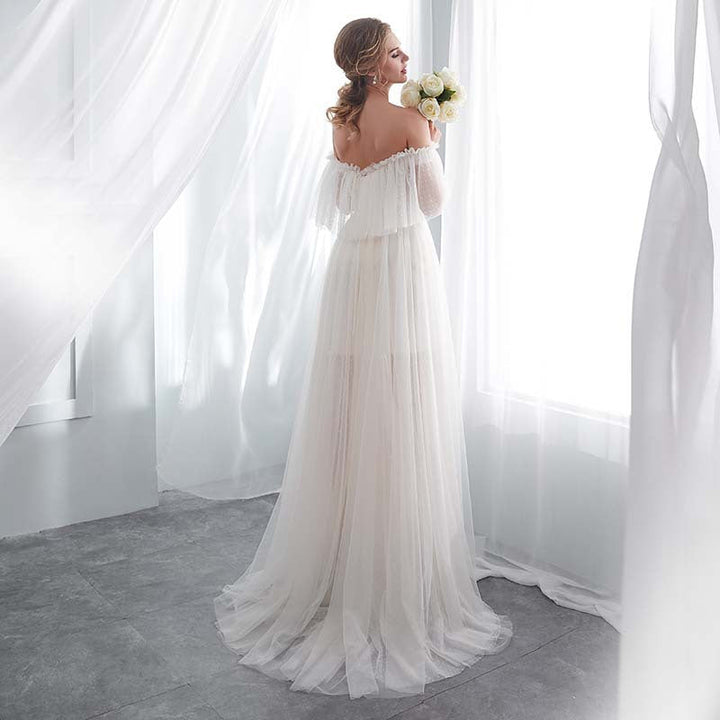 White off-the-shoulder elegant ball gown