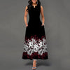 Timeless black and white colour block with floral print maxi dress