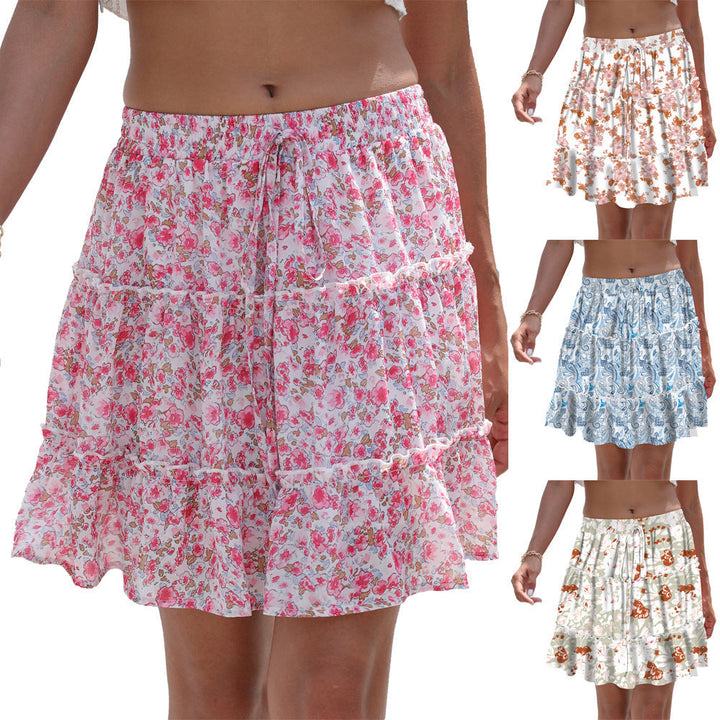 Chic Women Fashion Sewing Floral Skirt