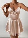 Women's - Cami Dress - Crossover Back, Fitted Style, Ruffle Hem, Sleeveless - Perfect Summer Fashion