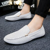 Men's - Slip-On Loafers - Stylish Casual Shoes with Geometric Pattern - Comfortable Everyday Footwear